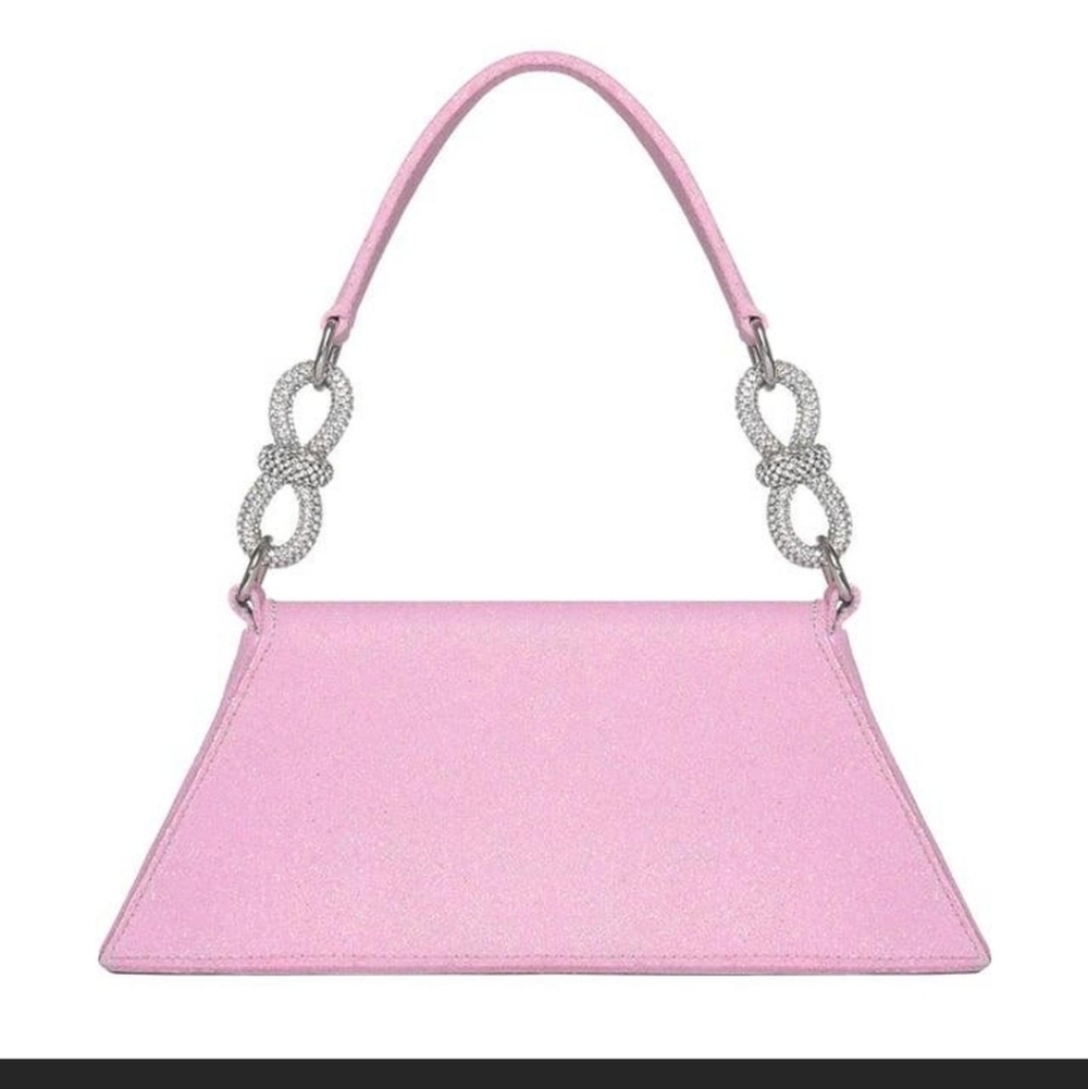 Glitter Lavender Evening Clutch with Rhinestone Chain